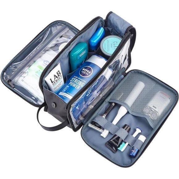 Toiletry Bag for Men, Extra Large Water-resistant Dopp Kit with Double Side - Picture 4 of 7